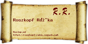 Roszkopf Réka névjegykártya